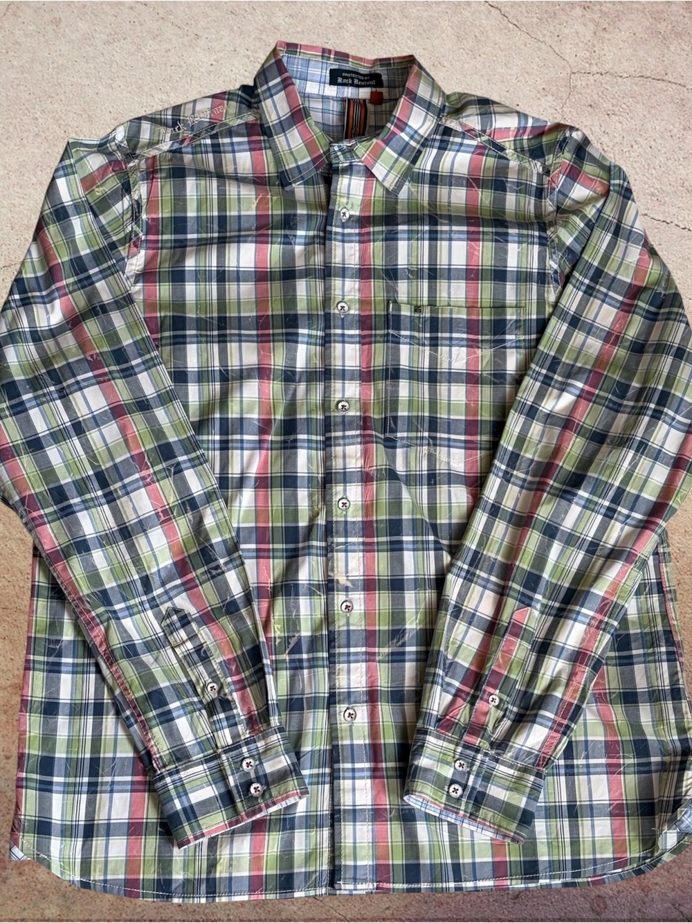 Rock Revival Y2K Button Down Mens XXL Plaid Western Grunge Embroidered